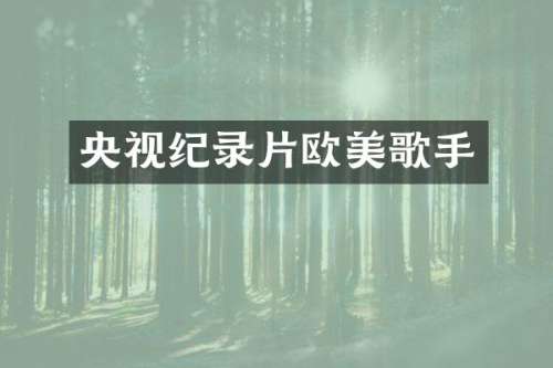 央视纪录片欧美歌手