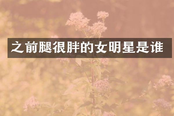 之前腿很胖的女明星是谁