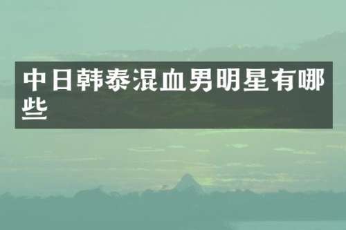 中日韩泰混血男明星有哪些