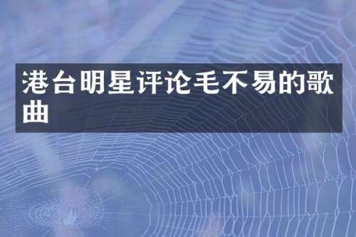 港台明星评论毛不易的歌曲
