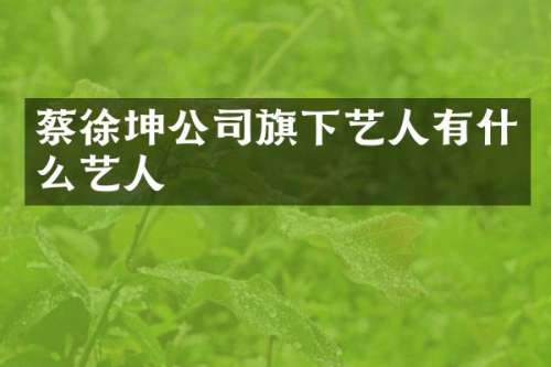 蔡徐坤公司旗下艺人有什么艺人