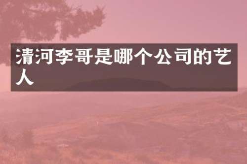 清河李哥是哪个公司的艺人