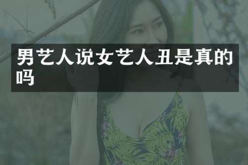 男艺人说女艺人丑是真的吗
