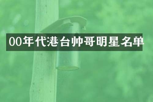 00年代港台帅哥明星名单