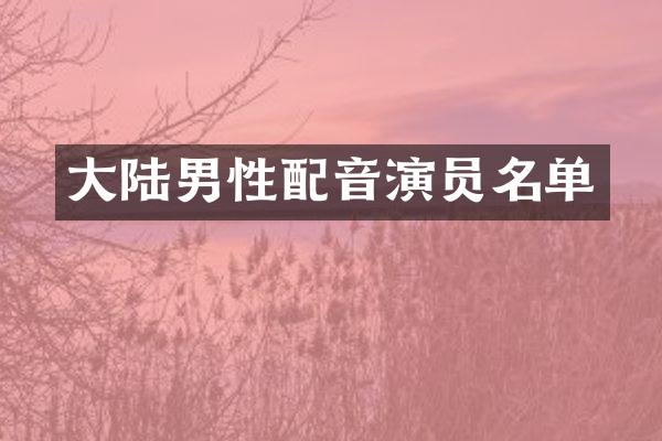 大陆男性配音演员名单