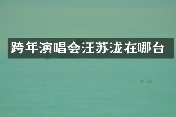 跨年演唱会汪苏泷在哪台