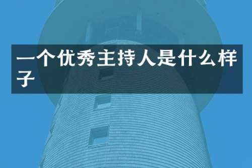 一个优秀主持人是什么样子