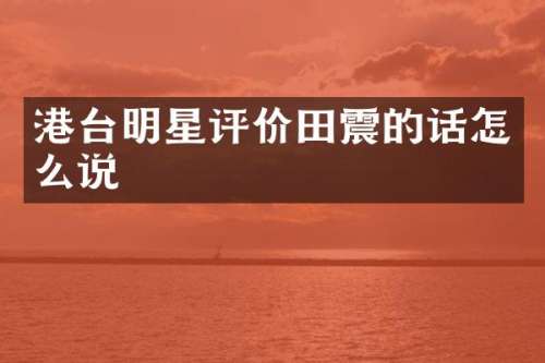港台明星评价田震的话怎么说