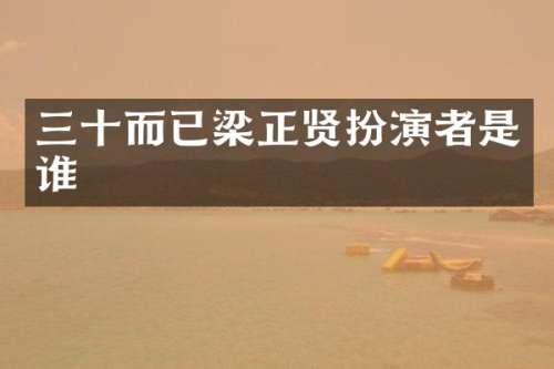 三十而已梁正贤扮演者是谁