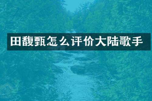 田馥甄怎么评价大陆歌手