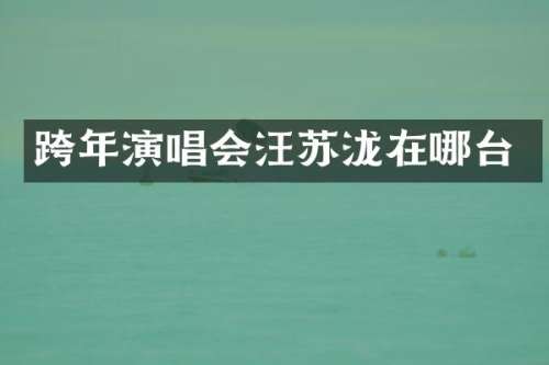 跨年演唱会汪苏泷在哪台