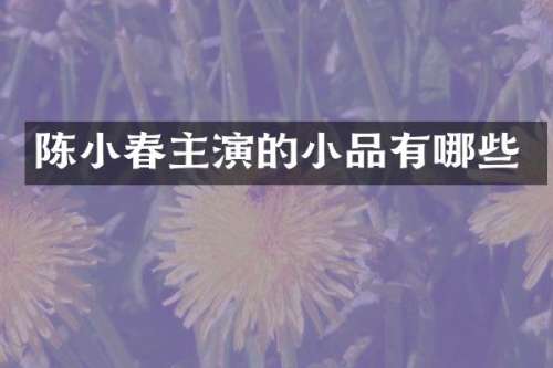 陈小春主演的小品有哪些