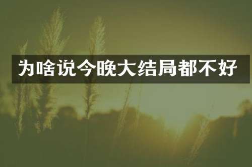 为啥说今晚大结局都不好