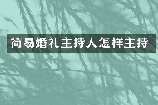 简易婚礼主持人怎样主持