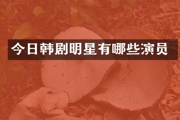 今日韩剧明星有哪些演员