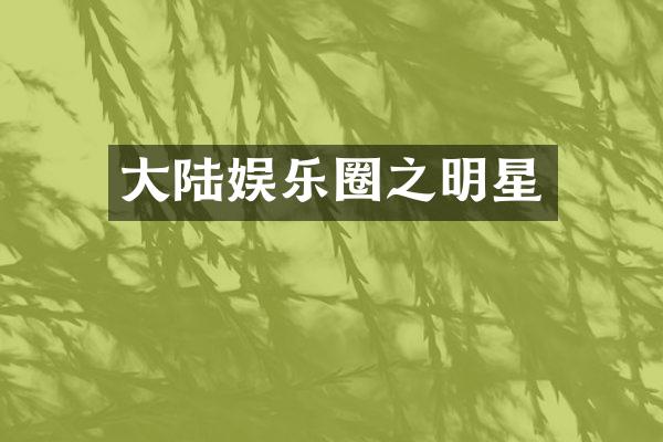 大陆娱乐圈之明星