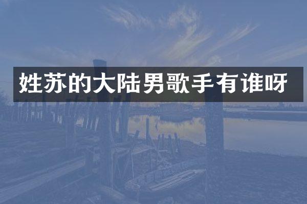 姓苏的大陆男歌手有谁呀