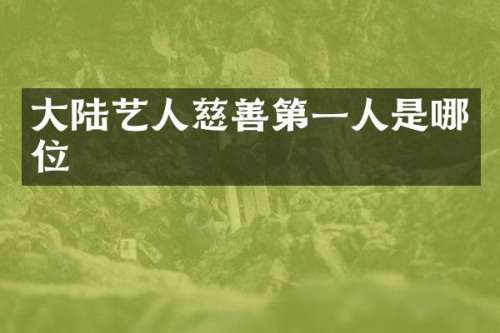 大陆艺人慈善第一人是哪位