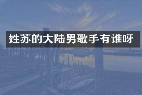 姓苏的大陆男歌手有谁呀