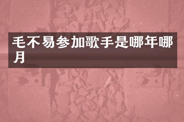 毛不易参加歌手是哪年哪月