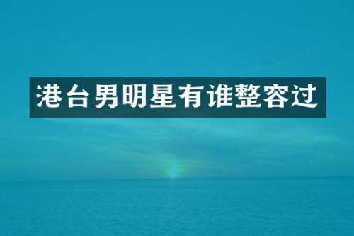 港台男明星有谁整容过