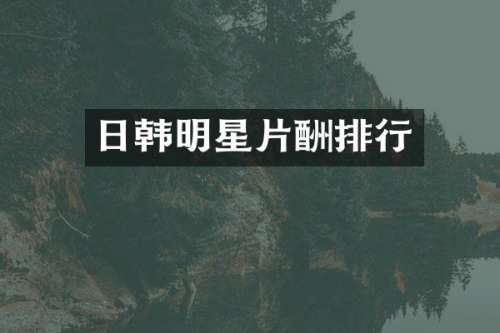 日韩明星片酬排行
