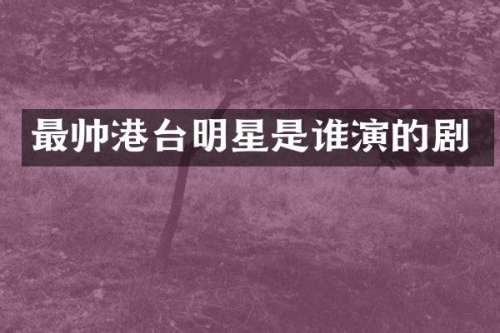 最帅港台明星是谁演的剧