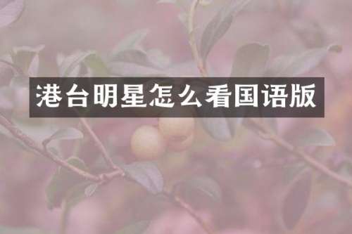 港台明星怎么看国语版
