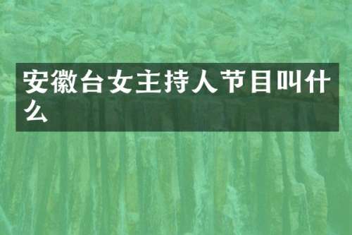 安徽台女主持人节目叫什么