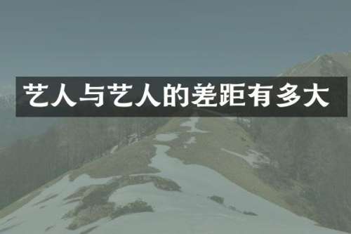 艺人与艺人的差距有多大
