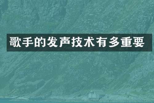 歌手的发声技术有多重要