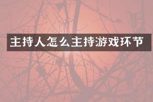 主持人怎么主持游戏环节
