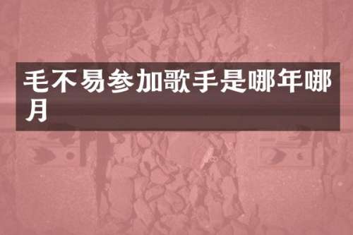 毛不易参加歌手是哪年哪月