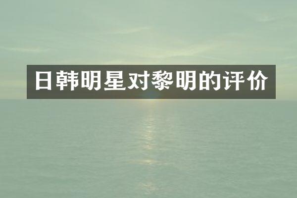 日韩明星对黎明的评价