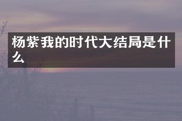 杨紫我的时代大结局是什么