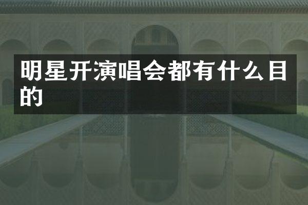明星开演唱会都有什么目的