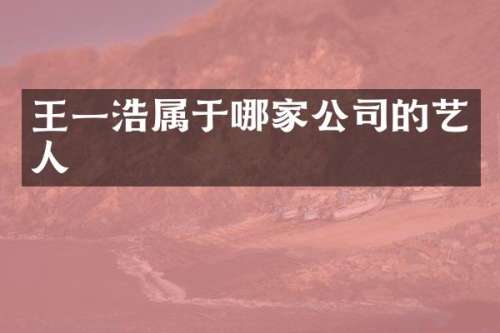 王一浩属于哪家公司的艺人