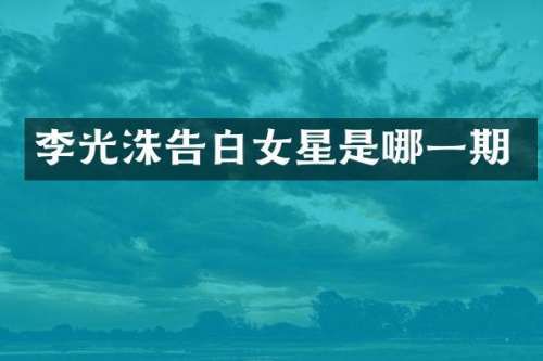 李光洙告白女星是哪一期
