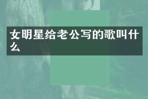 女明星给老公写的歌叫什么
