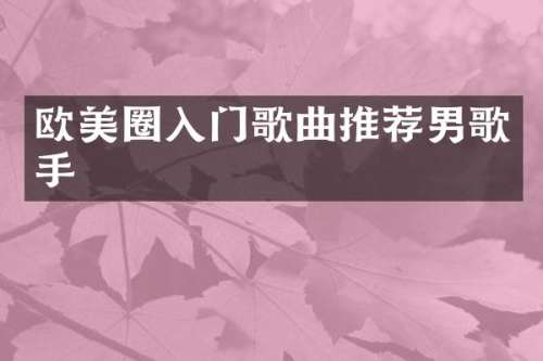 欧美圈入门歌曲推荐男歌手