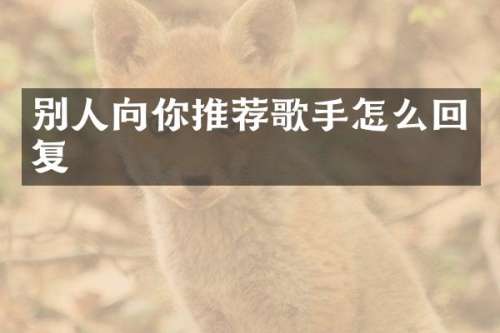 别人向你推荐歌手怎么回复