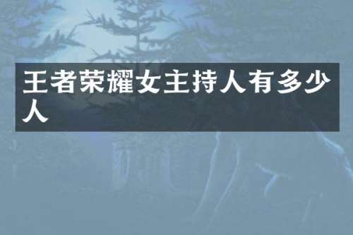 王者荣耀女主持人有多少人