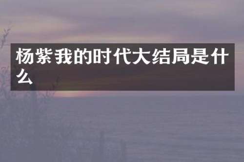 杨紫我的时代大结局是什么
