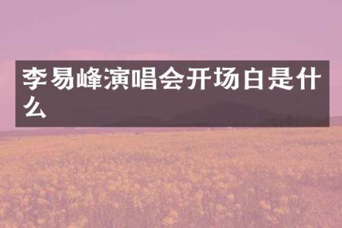 李易峰演唱会开场白是什么