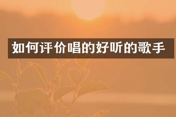 如何评价唱的好听的歌手