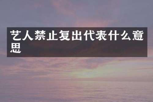艺人禁止复出代表什么意思