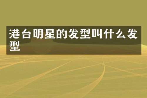 港台明星的发型叫什么发型