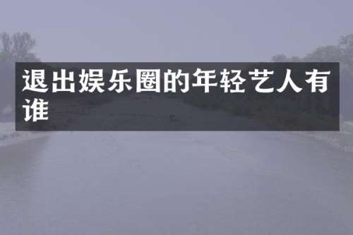 退出娱乐圈的年轻艺人有谁