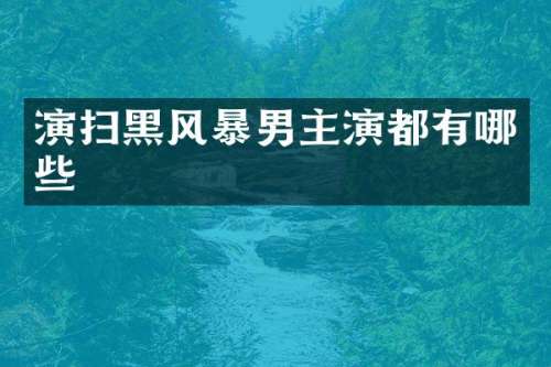 演扫黑风暴男主演都有哪些