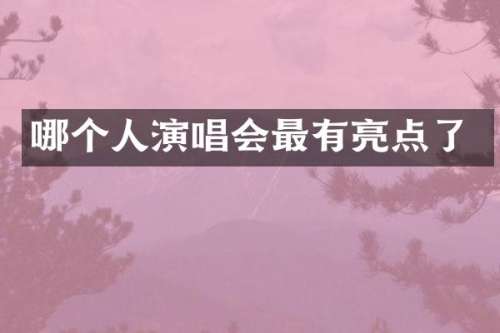 哪个人演唱会最有亮点了
